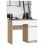 Makeup table AKORD P-2, right, 2 drawers and mirror, brown/white, 90 × 142 × 50 cm