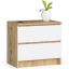 Bedside table, 2 drawers, oak/white, 60 × 55 × 40 cm