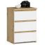 Bedside table CL3, 3 drawers, oak/white, 40 × 57 × 35 cm