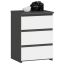 Bedside table CL3/40, 3 drawers, grey/white, 40 × 57 × 35 cm