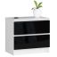 Bedside table K60, 2 drawers, white/black, 60 × 55 × 40 cm
