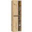 Wall-mounted bathroom cabinet VAMI W50, 2 doors, 10 shelves, oak/gray, 50 × 170 × 30 cm