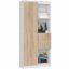 Free-standing shelf AKORD CLP R15, 1 door and 2 drawers, white/brown, 80 × 180 × 35 cm