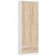 Free-standing shelf CLP R60, with 2 doors and a drawer, white/brown, 60 × 180 × 35 cm