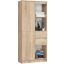 Freestanding shelf R15, 7 shelves 1 door and 2 drawers, oak color, 80 × 180 × 35 cm
