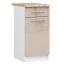 Freestanding kitchen cabinet OLIWIA S40, drawer and countertop, white/brown, 40 × 85 × 46 cm