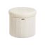 SONGMICS Round Folding Pouf with Storage Box, White, Ø 46 × 45 cm