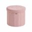 SONGMICS Round Pouf, Foldable with Storage Box, Pink, Ø 46 × 45 cm