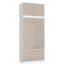 Wardrobe AKORD S90, 2 drawers with mezzanine, white/beige, 90 × 234 × 51 cm