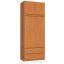 Wardrobe AKORD S90, with extension, 2 doors and 2 drawers, brown, 90 × 234 × 51 cm