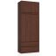 Wardrobe AKORD S90, with extension, 2 doors and 2 drawers, brown, 90 × 234 × 51 cm