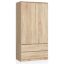 Wardrobe AkordV2, 2 doors and 2 drawers, brown, 90 × 180 × 51 cm