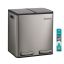 Virtuves atkritumu urna SONGMICS LTB130EZ01, 2 × 15 l, ar pedāli, Sudraba, 41,8 × 35,3 × 45,5 cm