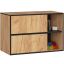 Bathroom cabinet under the washbasin AKORD VAMI W90, 2 drawers and 2 open shelves, brown/black, 90 × 60 × 45.5 cm