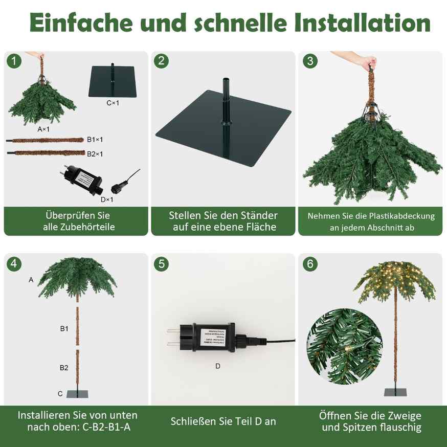 Promotion Mākslīgā Ziemassvētku palma, 250 LED
