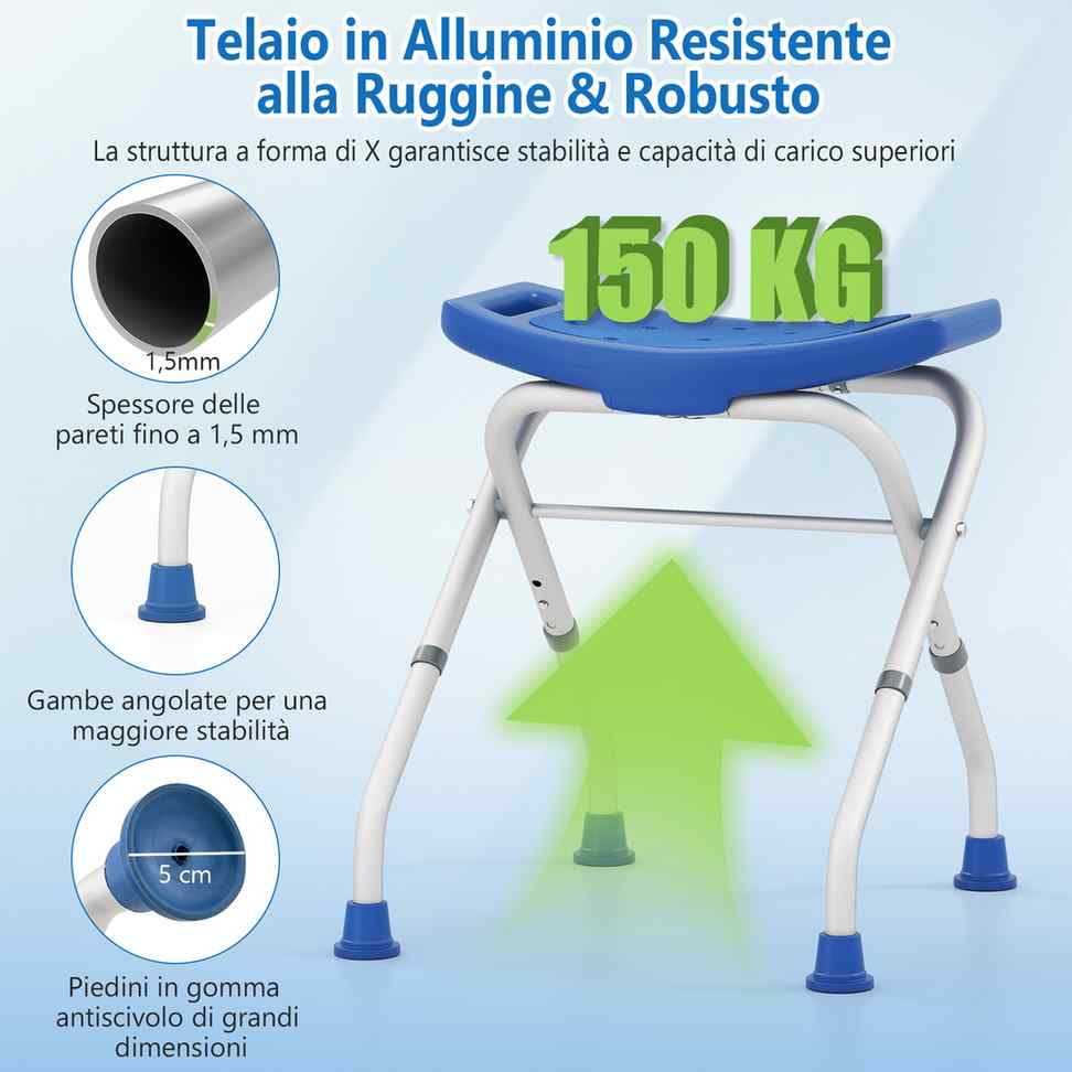 Promotion Dušas sēdeklis, regulējama augstuma, zils
