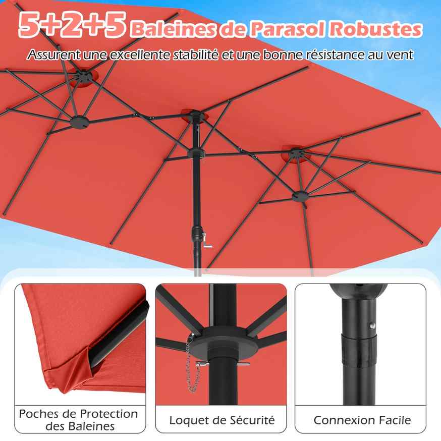 Promotion Divpusējs terases saulessargs, Oranžs, 470