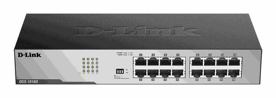 Gigabit komutators D-Link DGS-1016D, 16 porti