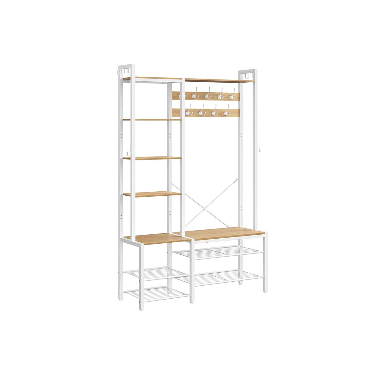 Songmics Drēbju pakaramais 40x120x190cm, gaiši brūns/balts