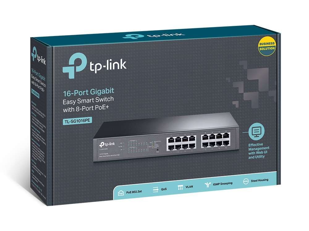 Komutators TP-LINK TL-SG1016PE, 16 gigabitu Ethernet
