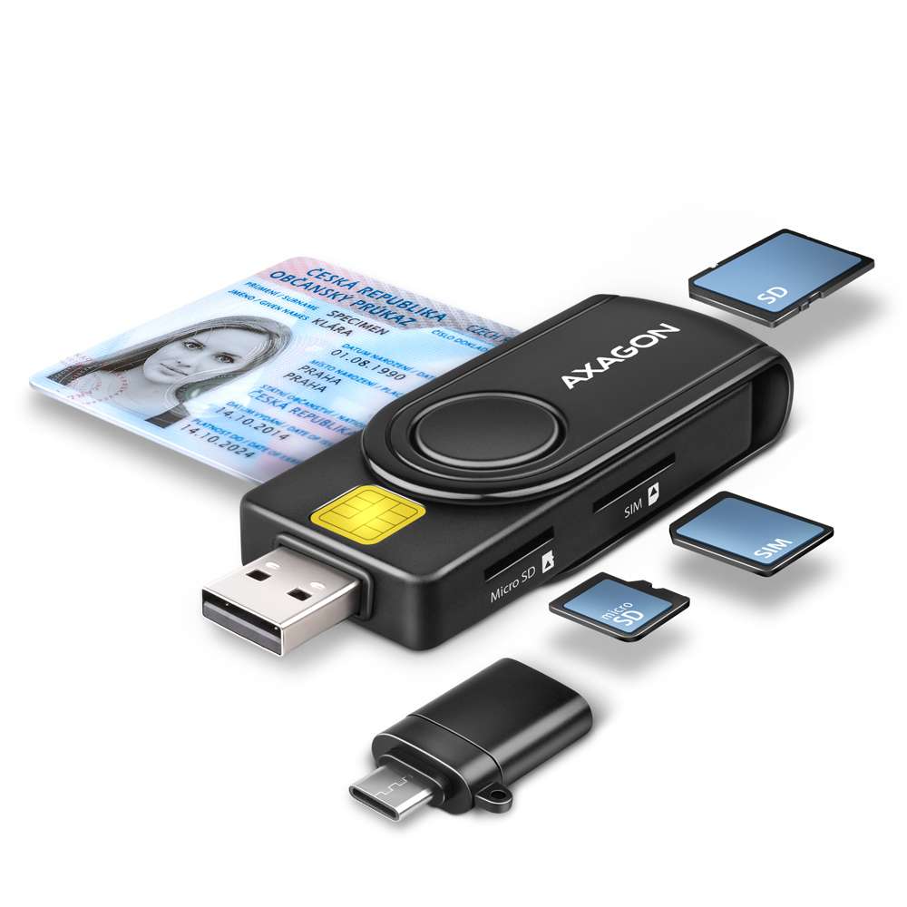 Karšu lasītājs AXAGON CRE-SMP2A, USB-A +