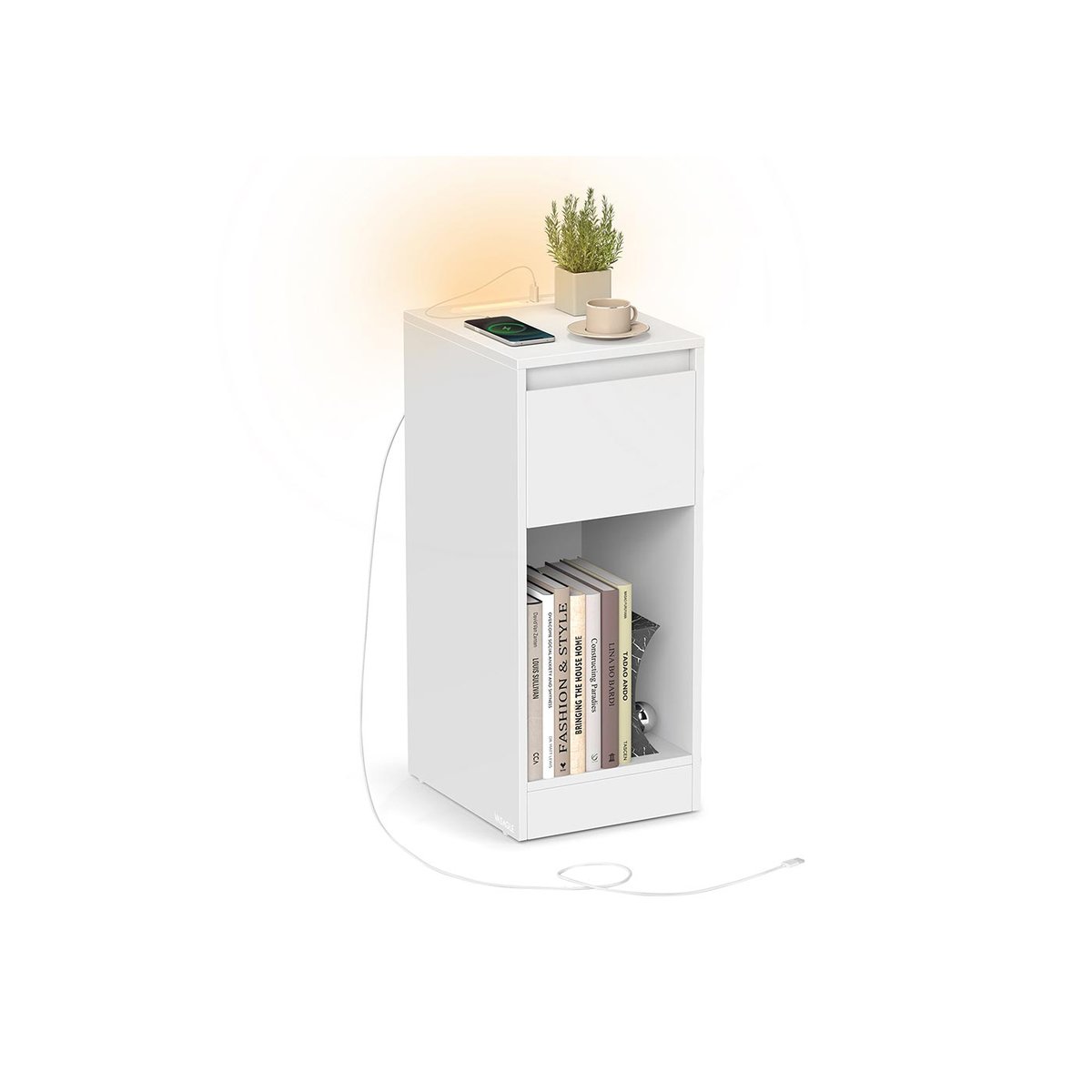 Songmics Naktsgaldiņš VASAGLE, 1 atvilktne, LED