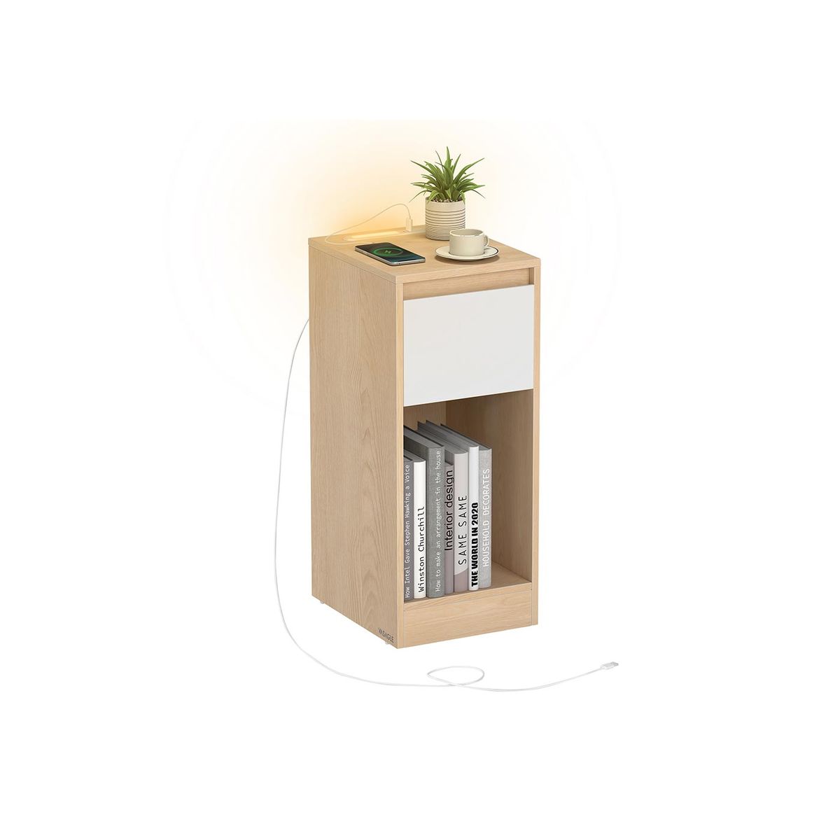 Songmics Naktsgaldiņš VASAGLE, 1 atvilktne, LED