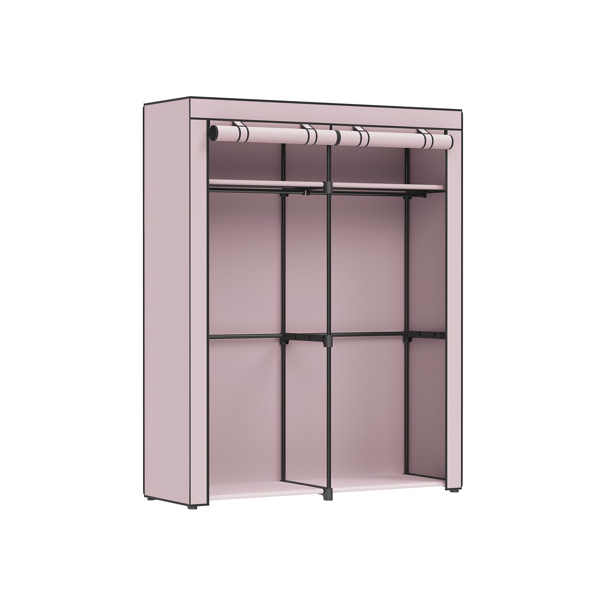 Songmics Auduma skapis 140x43x174cm, rozā/melns