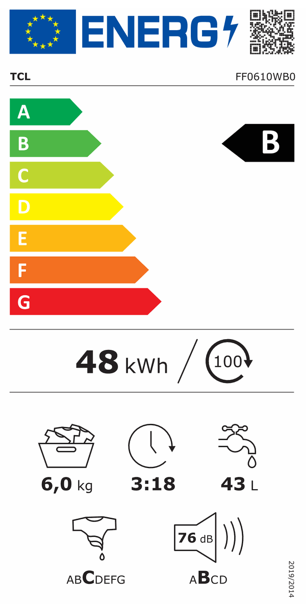 Veļas mazgājamā mašīna TCL FF0610WB0, ar