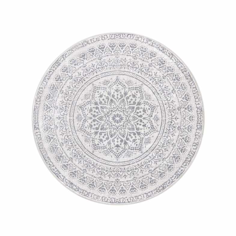 Songmics Paklājs 120 cm, balts/pelēks