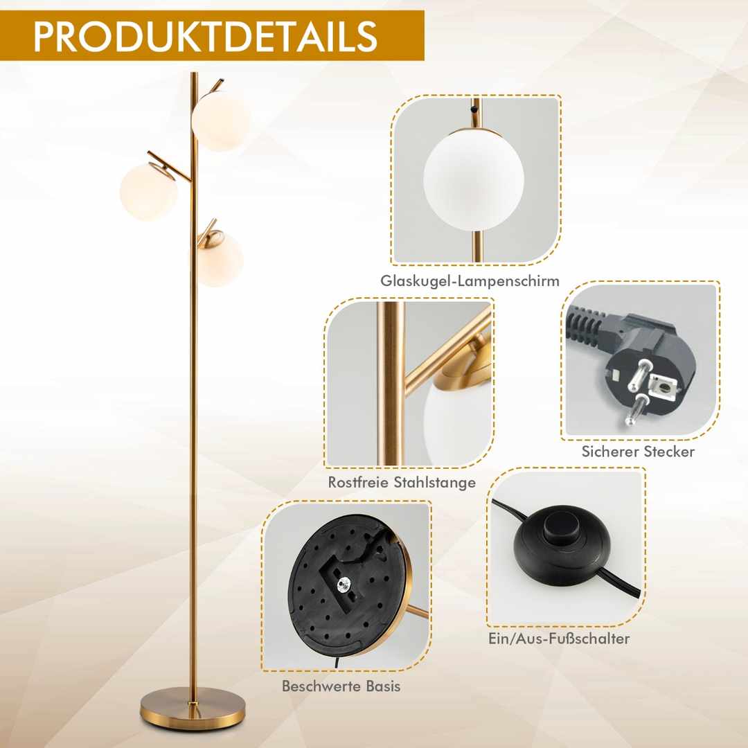 Promotion Trīs sfēru stāvlampa, 3 E27