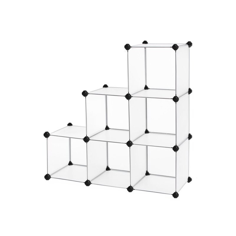 Plastmasas apavu plaukts, 6 nodalījumi, balts