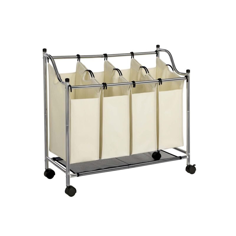 Veļas grozs uz riteņiem 4 x 35 L, bēšs