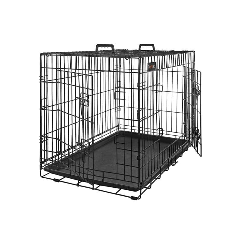 Metāla divdurvju suņu būris 122 x 74,5 x 80,5 cm, melns