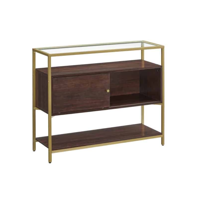 Skapis ar stikla virsmu, brūnā krāsā