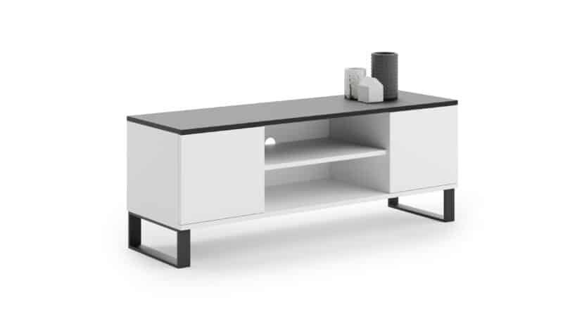 TV statīvs Focus RTV 155x49x40 cm, balts/melns