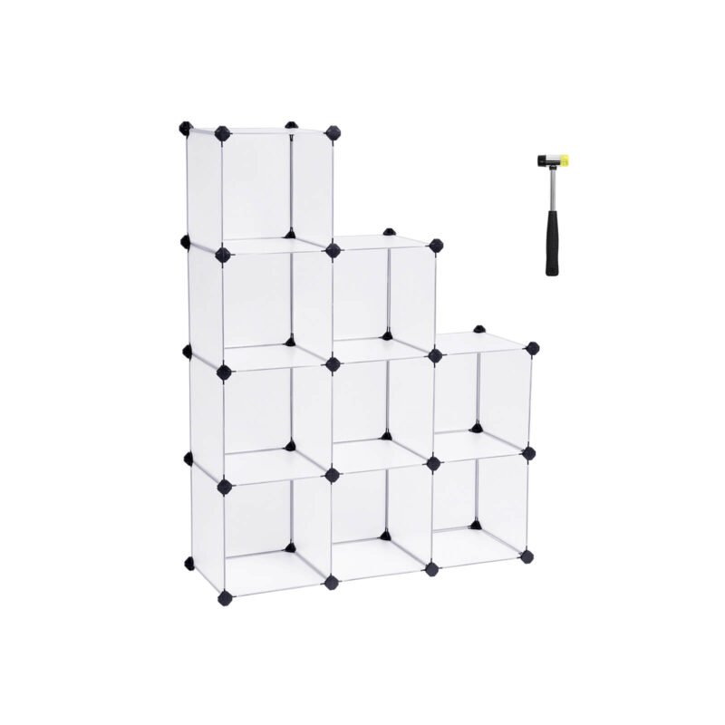 Plastmasas apavu plaukts 93 x 31 x 123 cm., 9 nodalījumi, balts