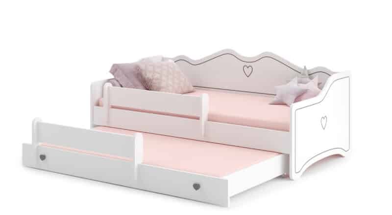 Bērnu divguļamā gulta Emma ar matraci un aizsargbarjeru 164x85x70 / 160x80x15cm