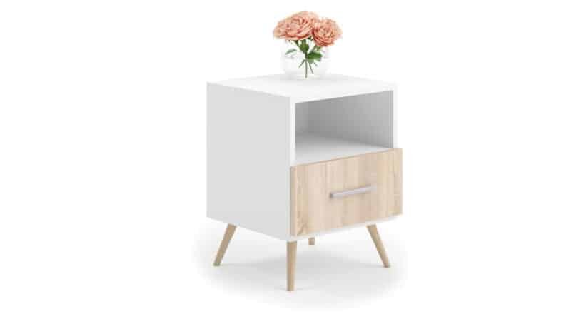 Naktsskapītis Logan 53x37x40, balts/bēšs