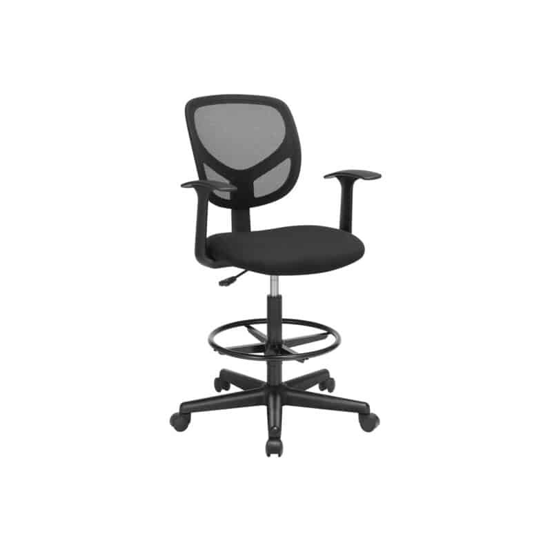 Ergonomisks biroja krēsls ar roku balstiem, melnā krāsā