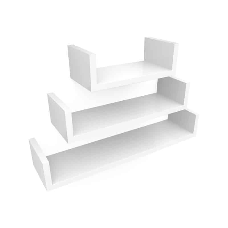 U-veida sienas plauktu komplekts 60/45/30 cm., 3gab., balts