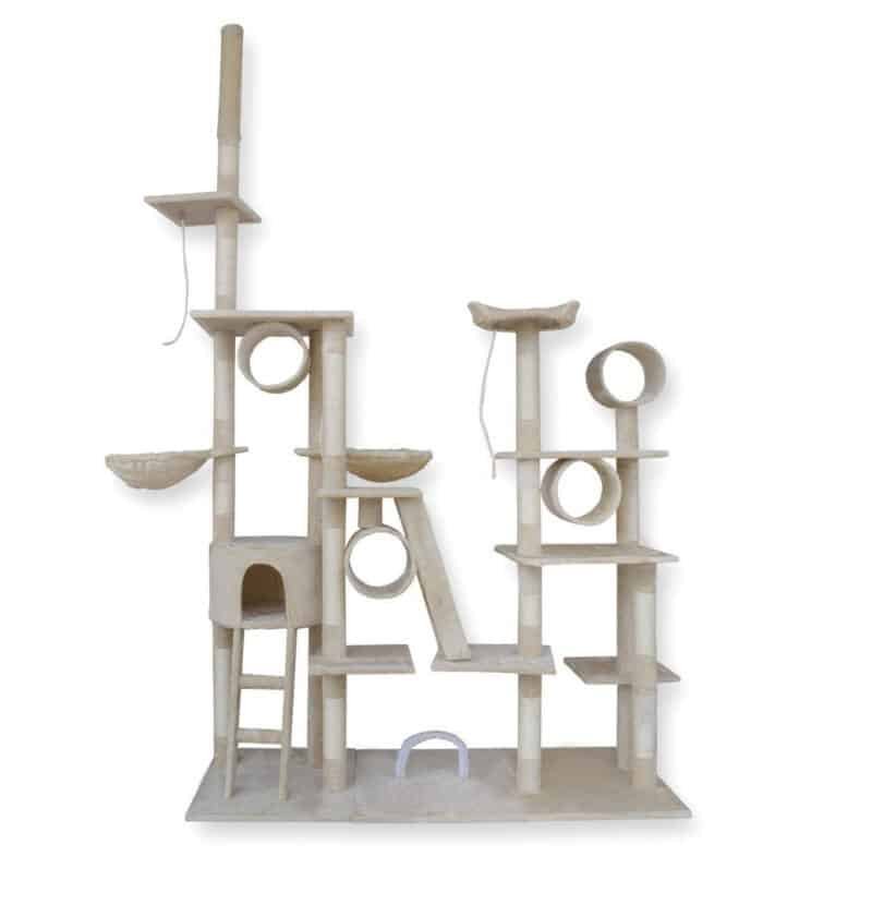 XXL izmēra skrāpējamais stabiņš/māja kaķiem 255 cm., bēšā krāsā