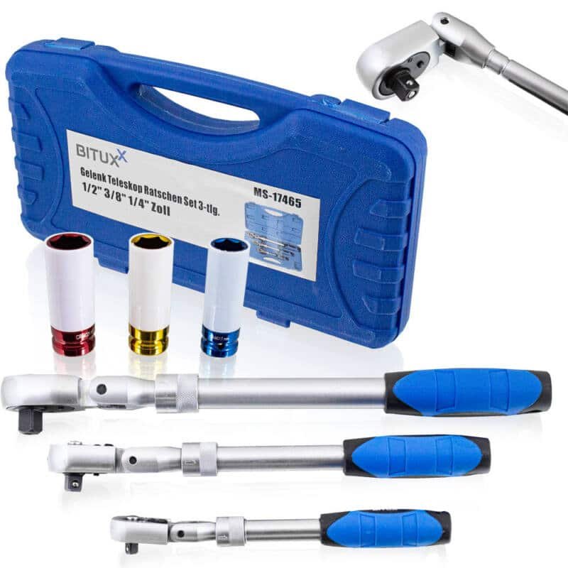 Sprūdrats ar teleskopiskiem rokturiem + uzgriežņi 17 mm., 19 mm., 21 mm.