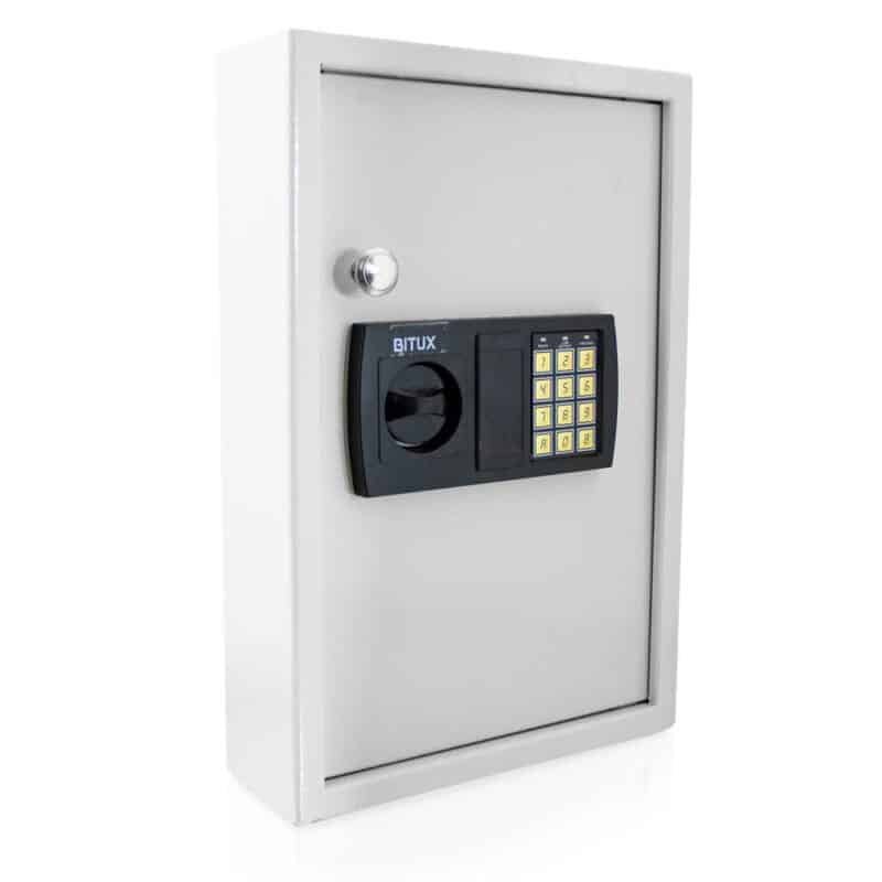 Elektroniskais seifs 48 atslēgām ar piekariņiem, gaiši pelēkā krāsā