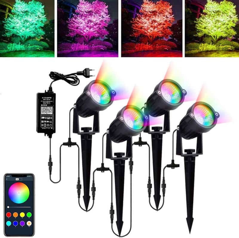 Viedo dārza lampu komplekts RGB ūdensizturīgs, 4 gab.